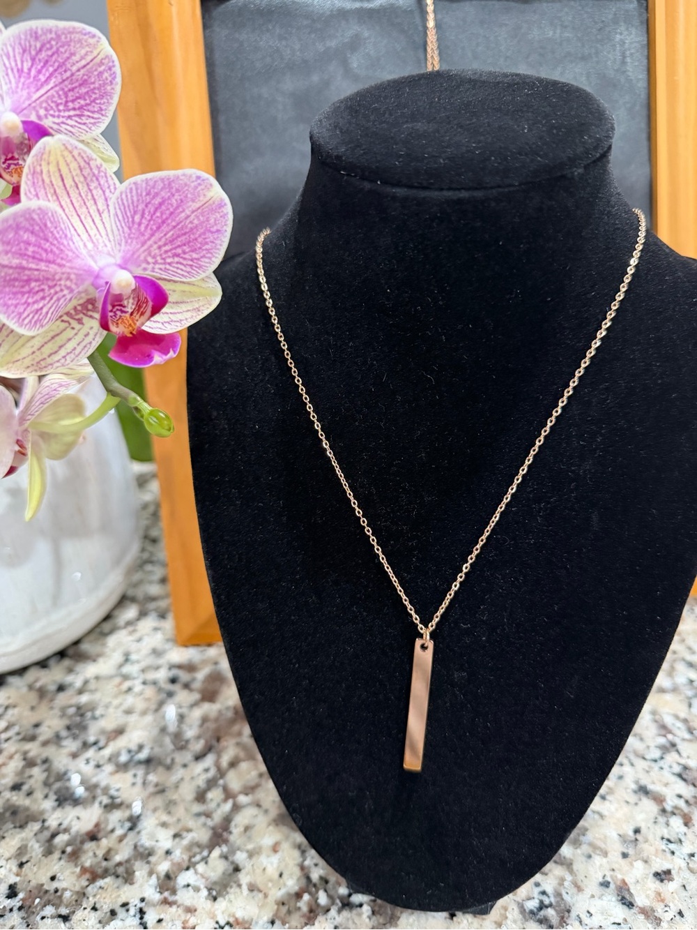 Plunder Minimalist Rose Gold Bar Pendant Necklace - Women Jewelry